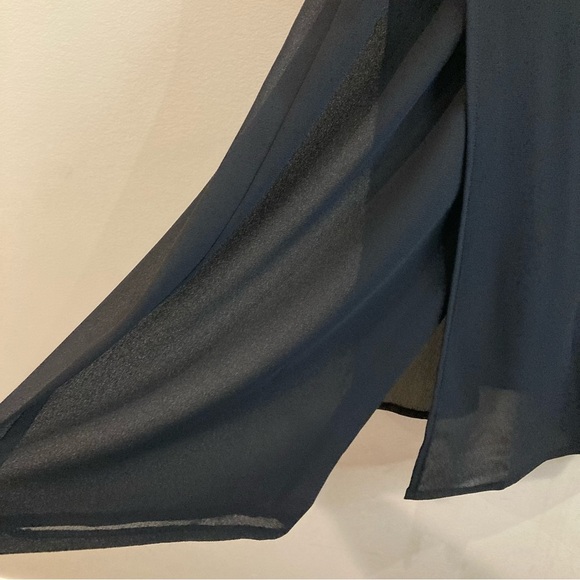 JOSEPH RIBKOFF Sz L Sheer Panels Wide Leg Zipper Closure Gaucho Pants Culottes - Picture 7 of 9